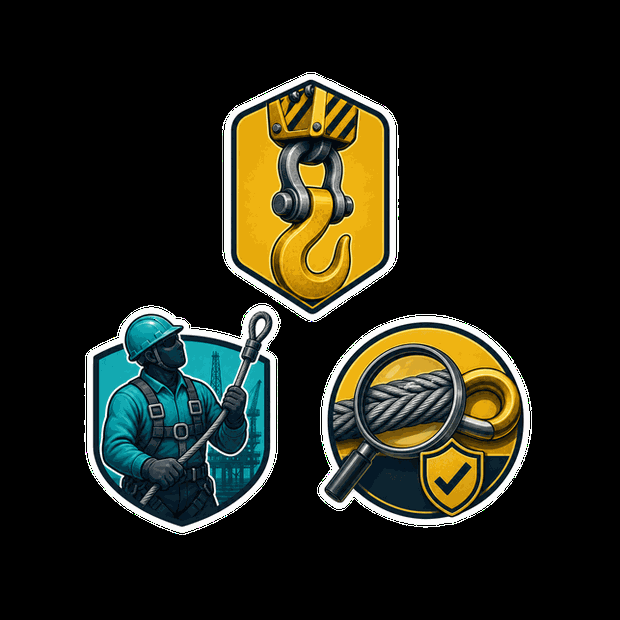 Professional lifting gear, rigger and inspection safety badges